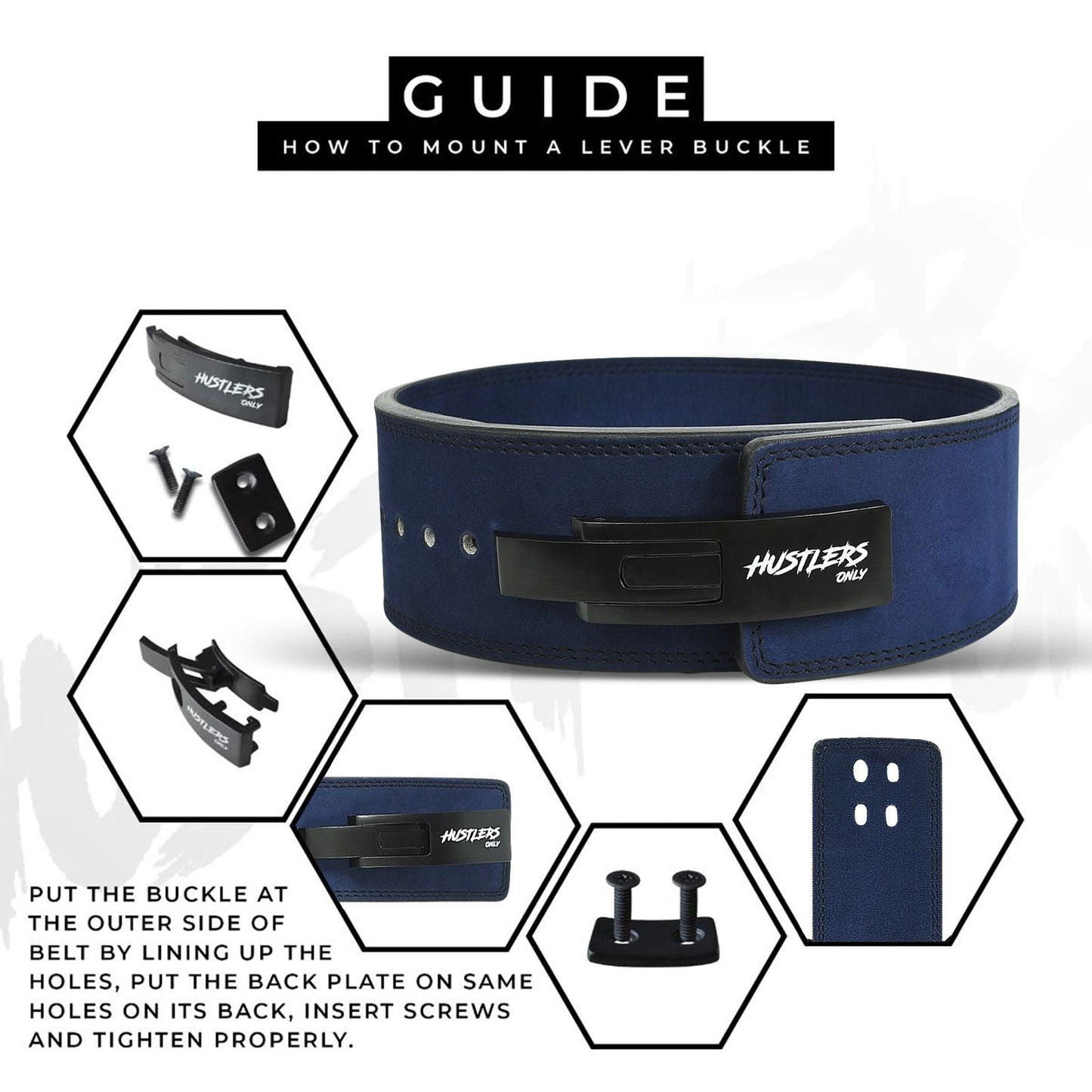 10mm Suede Leather Lever Belt - Blue