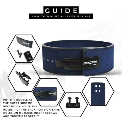 10mm Suede Leather Lever Belt - Blue