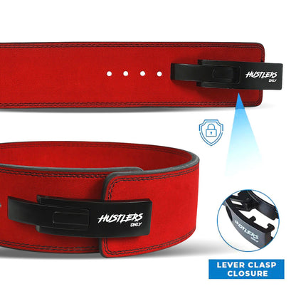 10mm Suede Leather Lever Belt - Red