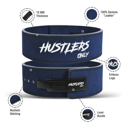 10mm Suede Leather Lever Belt - Blue