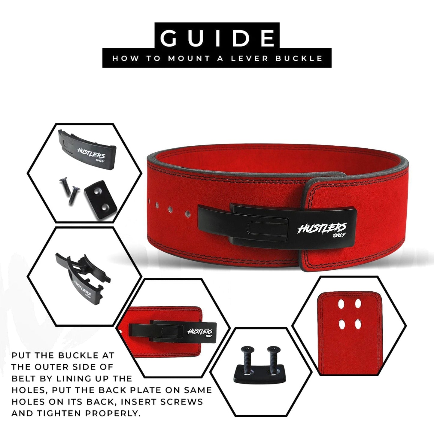 10mm Suede Leather Lever Belt - Red