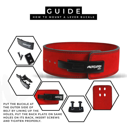 10mm Suede Leather Lever Belt - Red